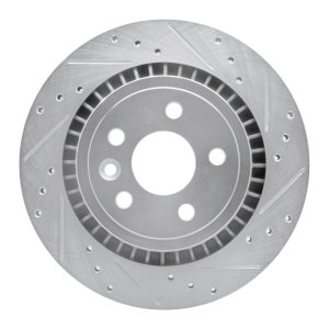 Volvo XC60 Brake Rotor (1) - Rear Right - R1 Concepts - Drilled & Slotted - Silver - `10-`17